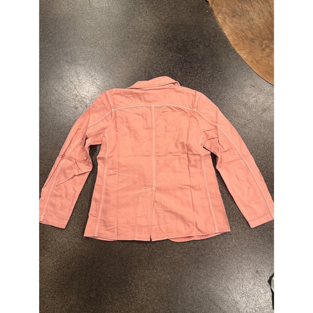 Sandrine Rose Petal Pink Cotton Linen Utility Jacket Blazer M - Picture 9 of 10